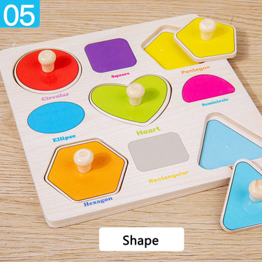 Wooden Shapes Themed Puzzle Board With Knobs